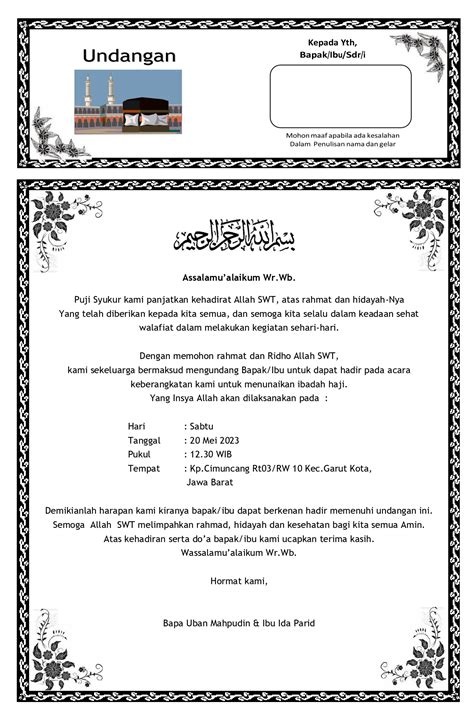 Unduh Gratis: Format Undangan Walimatussafar Haji Word Terlengkap