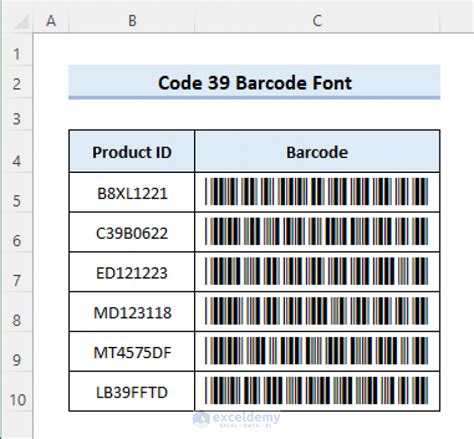 download libre barcode 39 text for excel