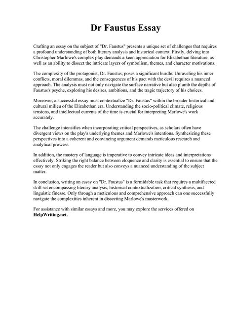 Dr Faustus Analysis Essay