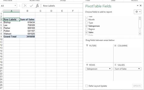 Drag Field Between Areas In Excel