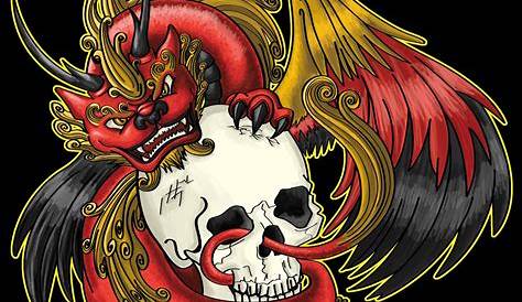 Dragon and flowery skull by Sunima on DeviantArt