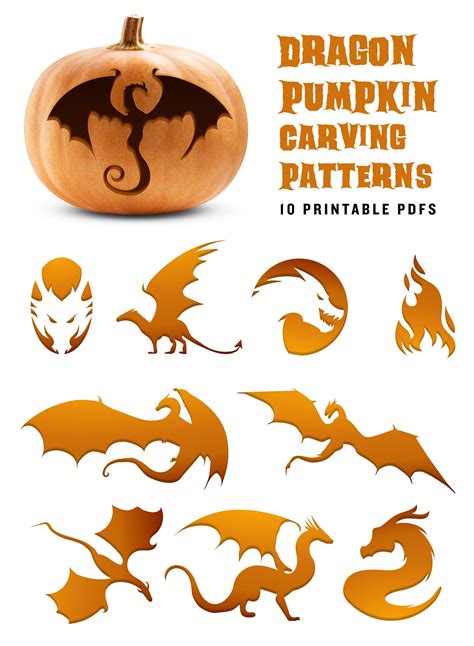 Dragon Pumpkin Stencil Printable