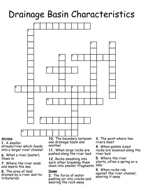 drainage basin crossword