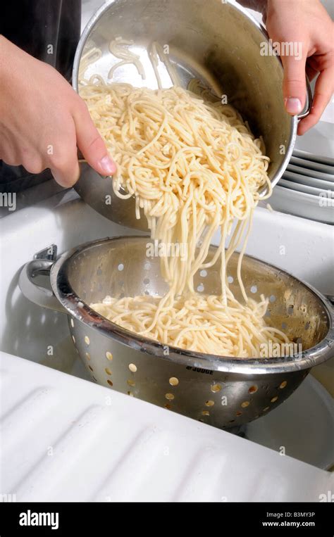 draining the pasta