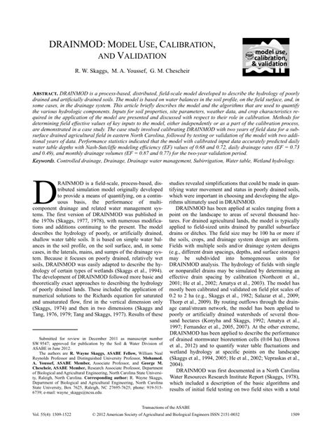 Drainmod Model Use Calibration And Validation