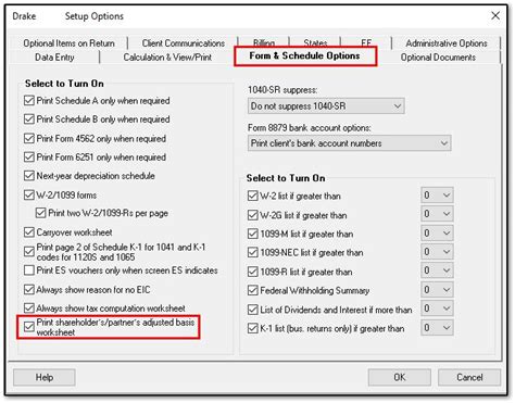 drake software basis worksheet s-corp