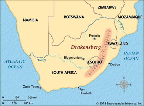 drakensberg mountains south africa map