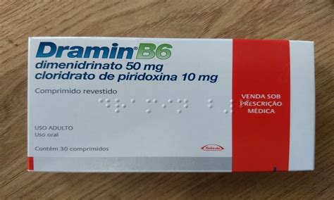 Catálogo brochura remédio Dramin B6. Material típico de