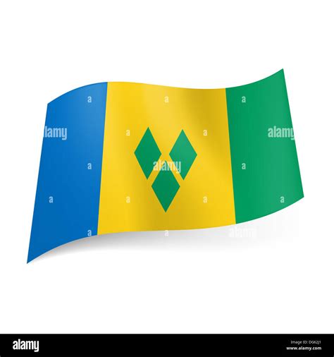 National flag of Saint Vincent and the Grenadines blue, yellow and green vertical stripes with