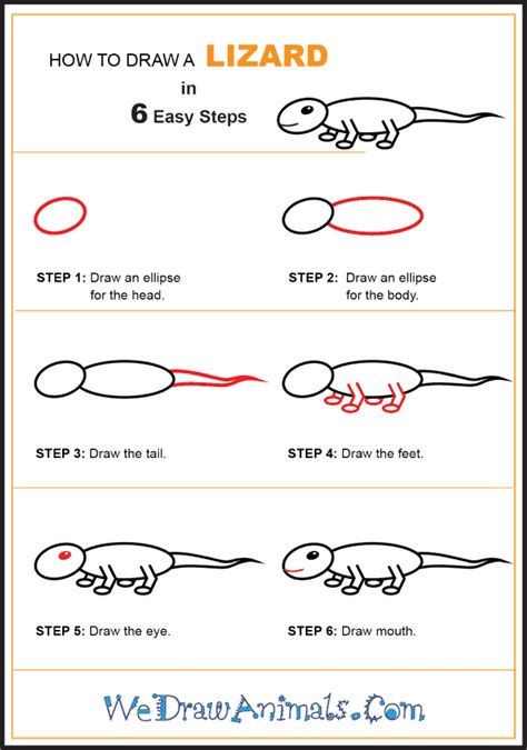 Learn How to Draw a Lizard (Lizards) Step by Step