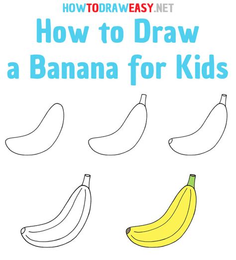 Drawing tutorial. Banana. stock vector. Illustration of
