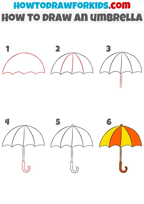 How to Draw an Open Umbrella printable step by step