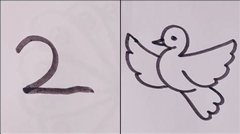 draw bird using number 2