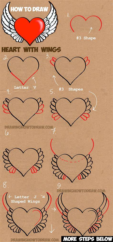 Hearts With Wings Drawing at GetDrawings Free download