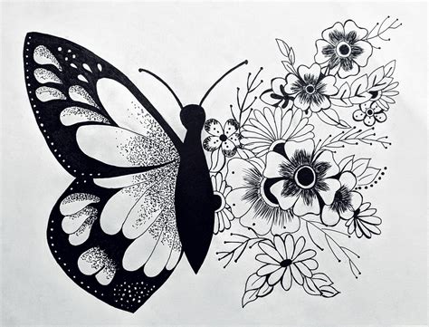 drawing ideas flowers and butterflies