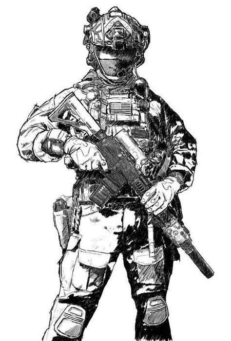 Pin by M. Fadhil on reference model Military drawings, Soldier