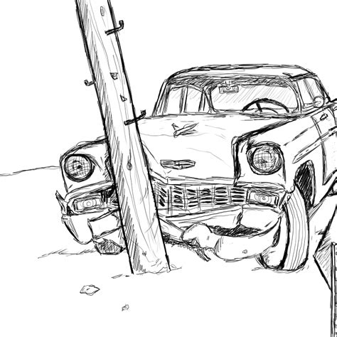 drawing of a car crash