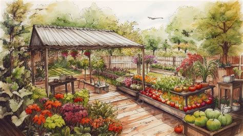drawing of a garden