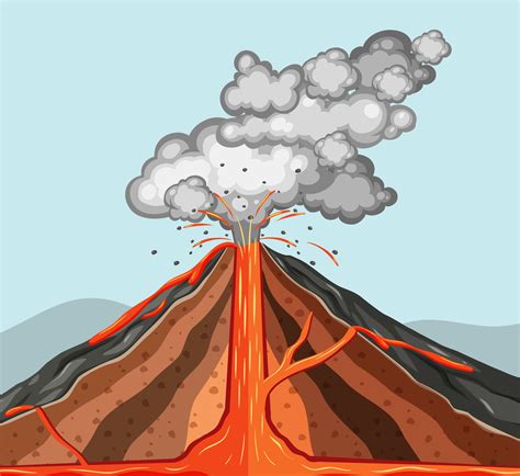 drawing of an erupting volcano