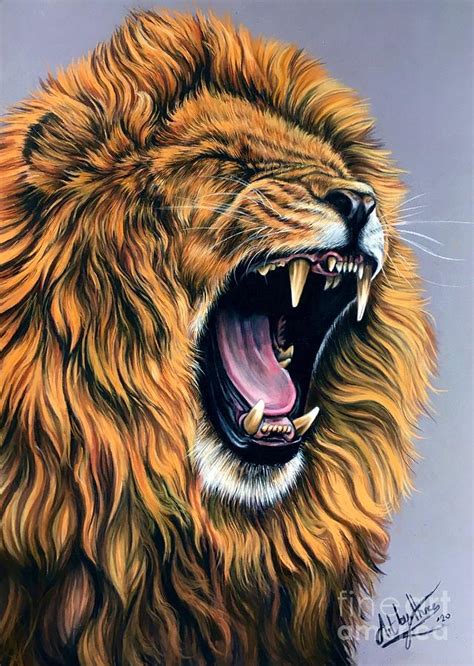 drawing of lion roaring