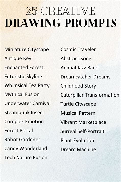 Drawing Prompts Worksheet