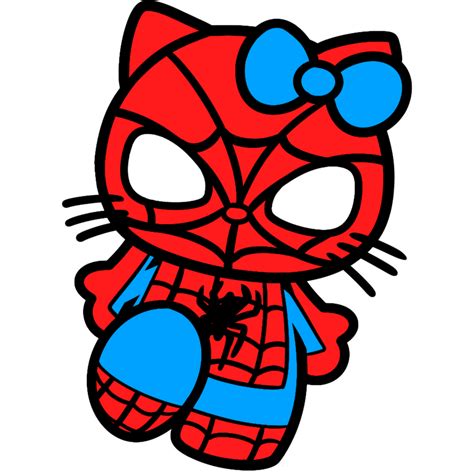 drawing spiderman and hello kitty