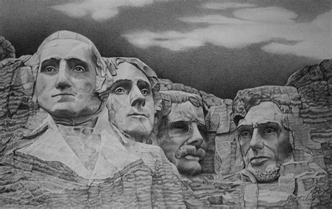 Mt Rushmore Drawing by Rita Niblock