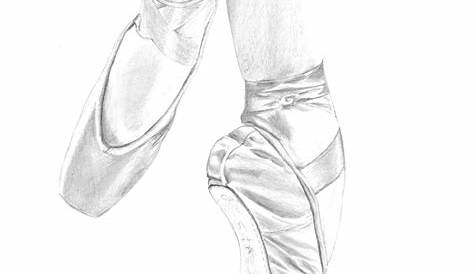 pointe shoes drawing black and white art pencil by BalletArt