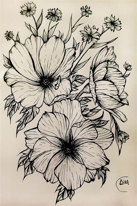 drawings of flowers images