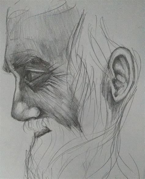 Rugged Old Man Drawing by Christine
