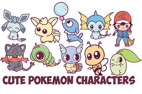 Learn How to Draw Cute Kawaii / Chibi Pokemon Characters Easy Step by