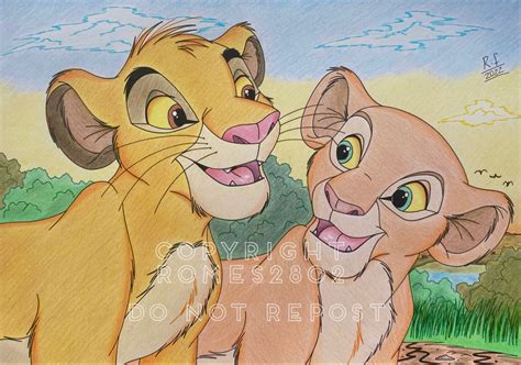 drawings of simba and nala together