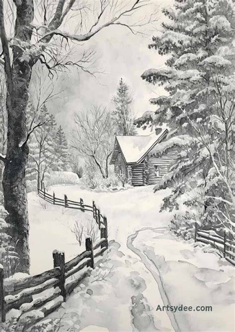 Winter Scene Drawing at GetDrawings Free download