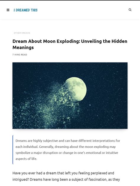 Dream Of Moon Exploding