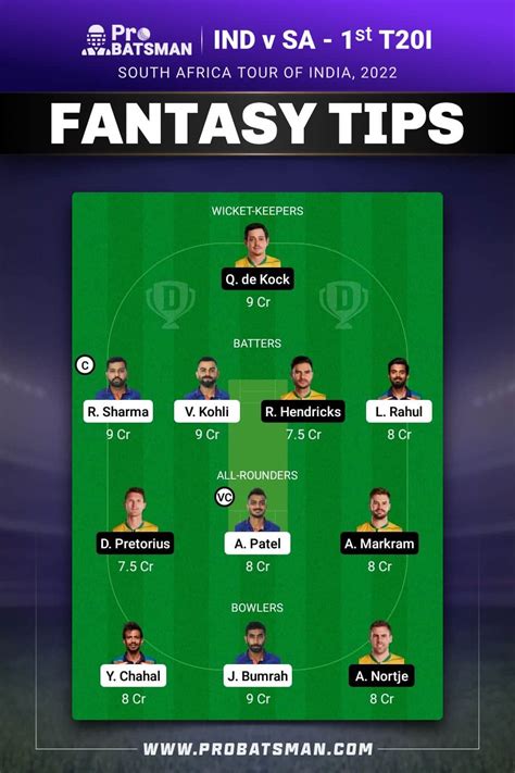 dream11 prediction today match ind vs sa