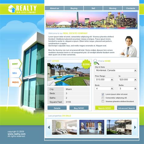 Accent Realestate Blue/White Realestate Dreamweaver Template