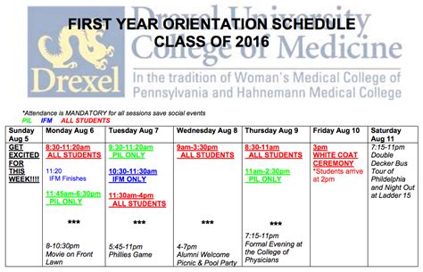 drexel final schedule
