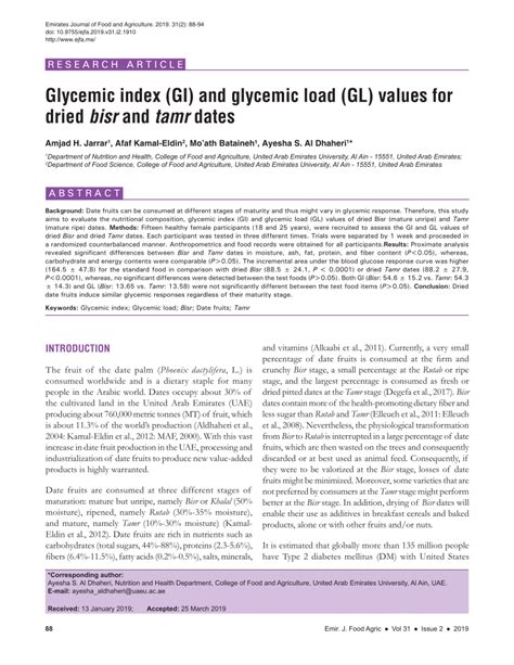 Dried Dates Glycemic Load