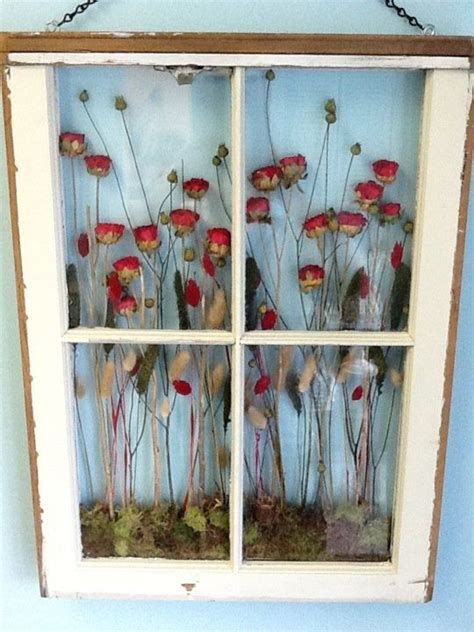 Dried Flowers In Old Window Frame