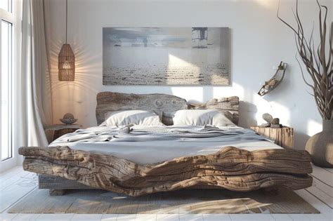 Eco Boho Rustic bedroom design, Driftwood headboard