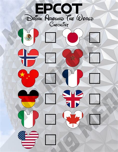Drink Around The World Epcot Checklist