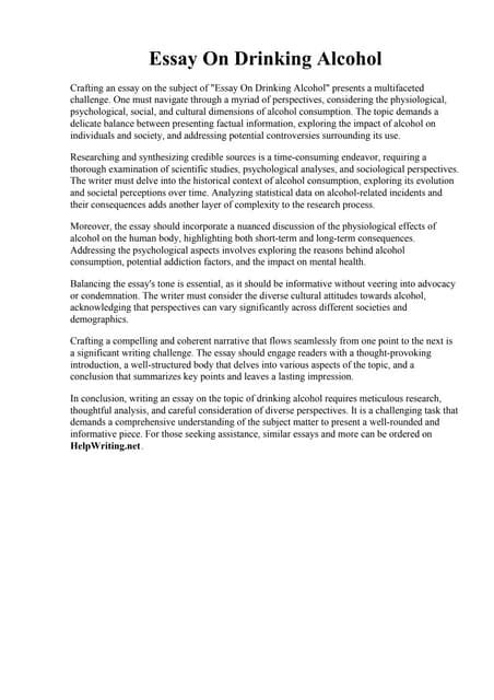 Drinking Alcohol Essay