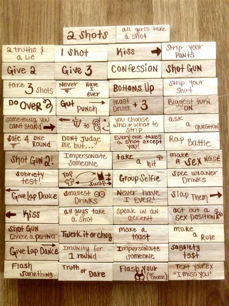 Drinking Jenga Block List