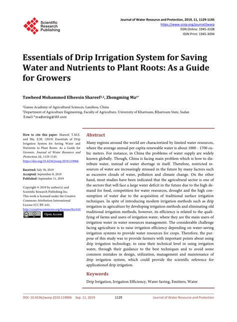 Drip Irrigation Research Paper
