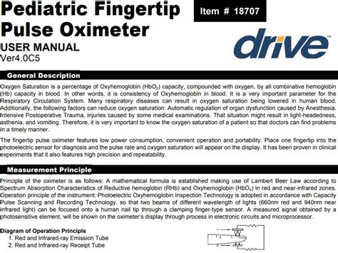 Drive Pulse Oximeter Instructions