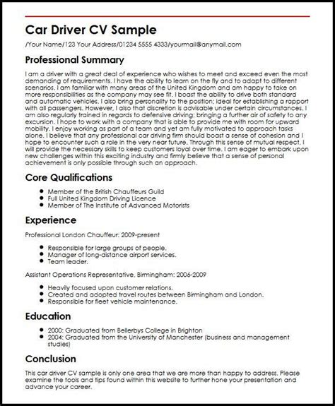 Driver Resume Template 12+ Free Word, PDF Document