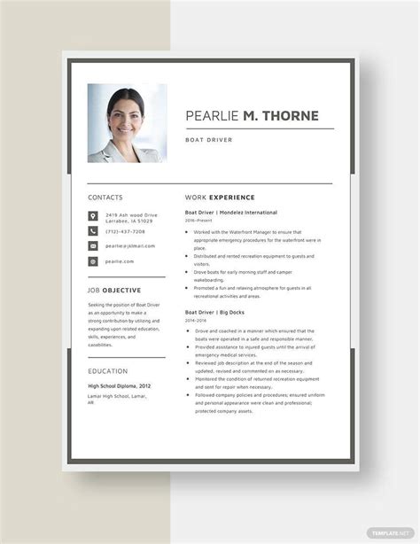 driver cv format pdf in word