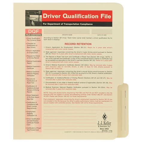 Driver Qualification File Folder Printable