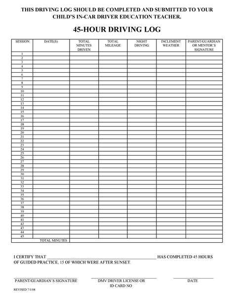 Drivers Daily Log Printable