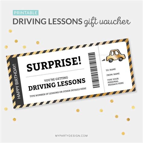 Driving Lessons Voucher Printable
